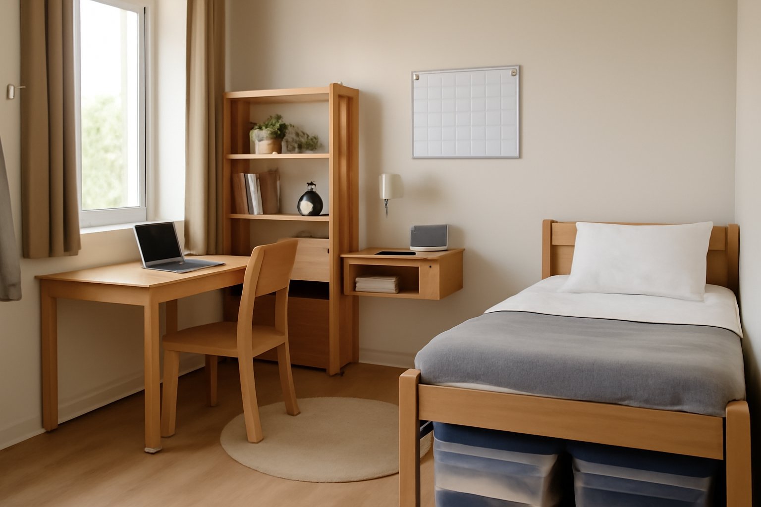 Amazon dorm room essentials under $25 shown on a cozy bed with study tools and bedding accessories